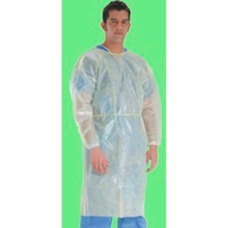 KEYSTONE SAFETY Laminated Polypropylene Isolation Gown, Rear Entry W/ XLong Ties, White, One Size, 50/Case ISO-NWP